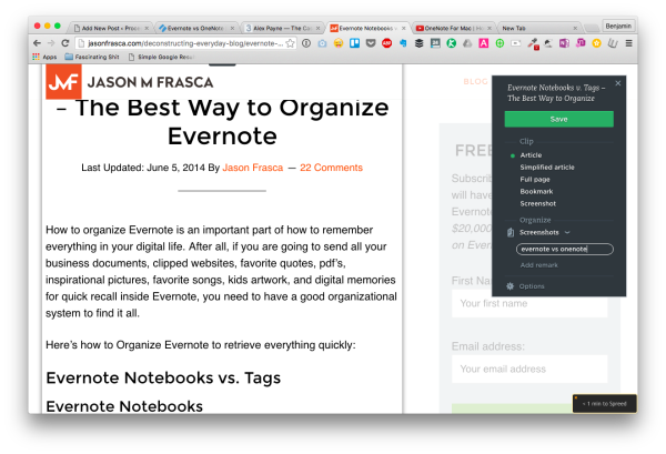 Tagging Evernote Web Clipper