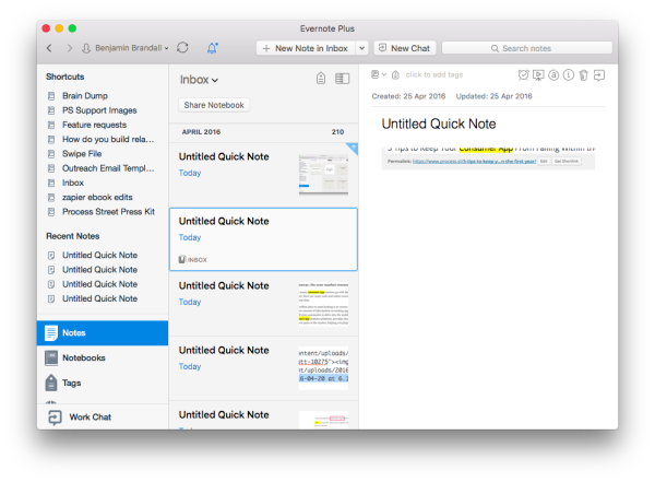 Organizing Evernote