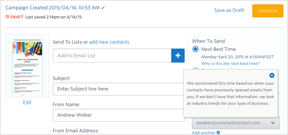 best time to send constant contact image
