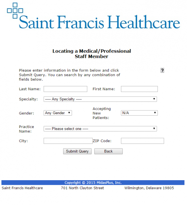 St. Francis Landing Page