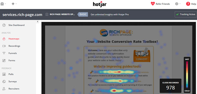 hotjar heatmap