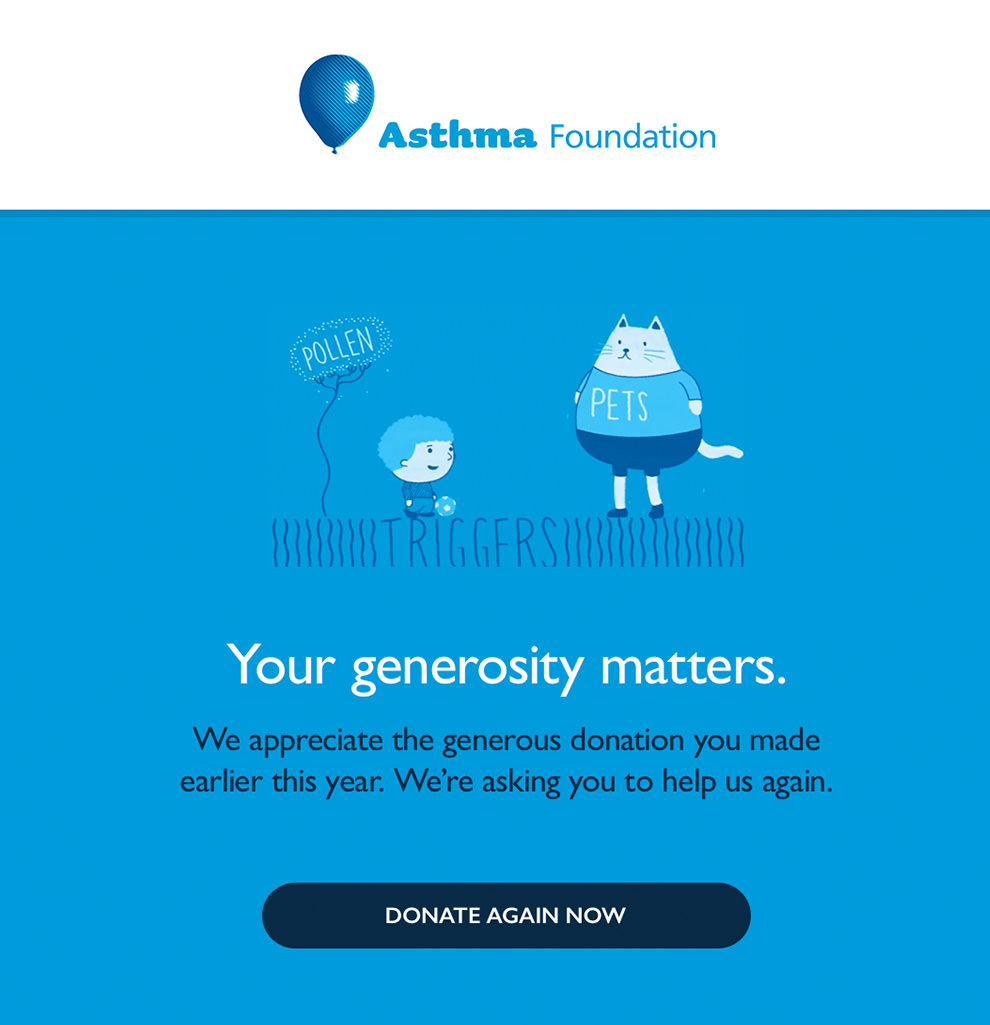 Nonprofit email from Asthma Foundation