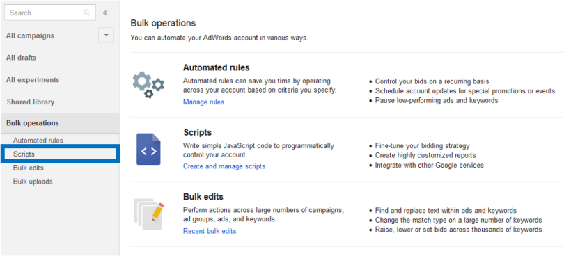 how to set up adwords scripts