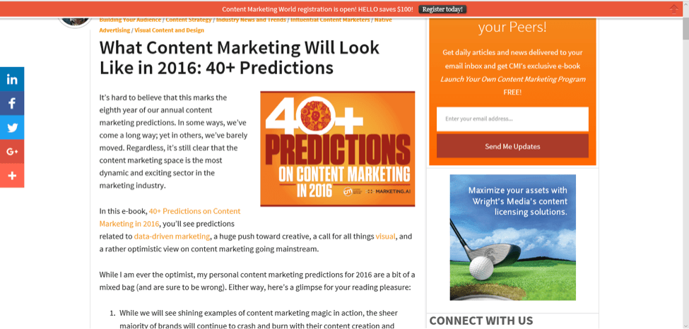 CMI content predictions for 2016