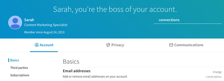 LinkedIn Privacy Settings Control Tabs