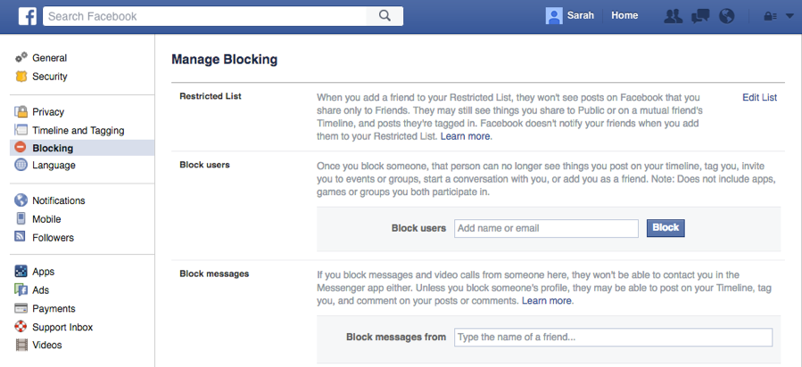 Facebook Blocking Tab