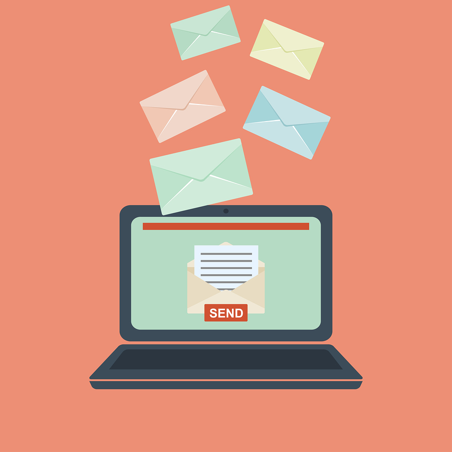 Email illustration. Sending or receiving email concept illustration. Flat design. Email marketing.