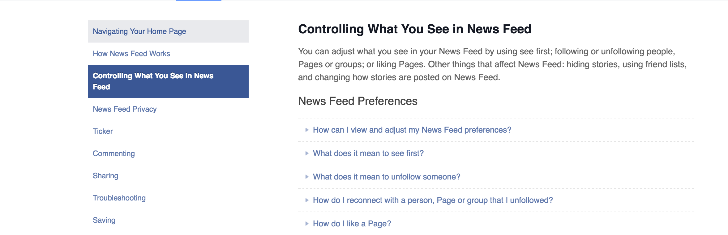 controling your Facebook feed
