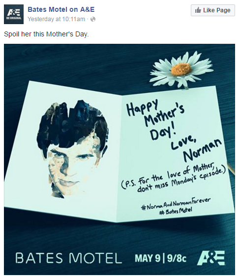 Facebook ad examples A&E Bates Motel