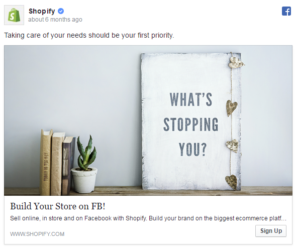 Facebook ad examples Shopify