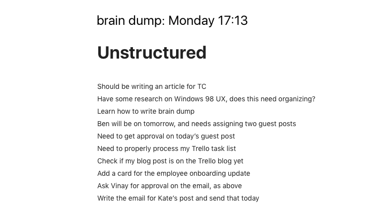 unstructured-task-management list
