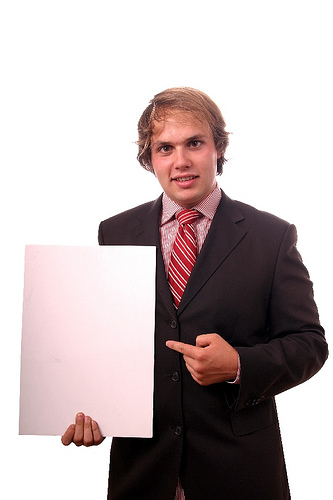businessman with white chart