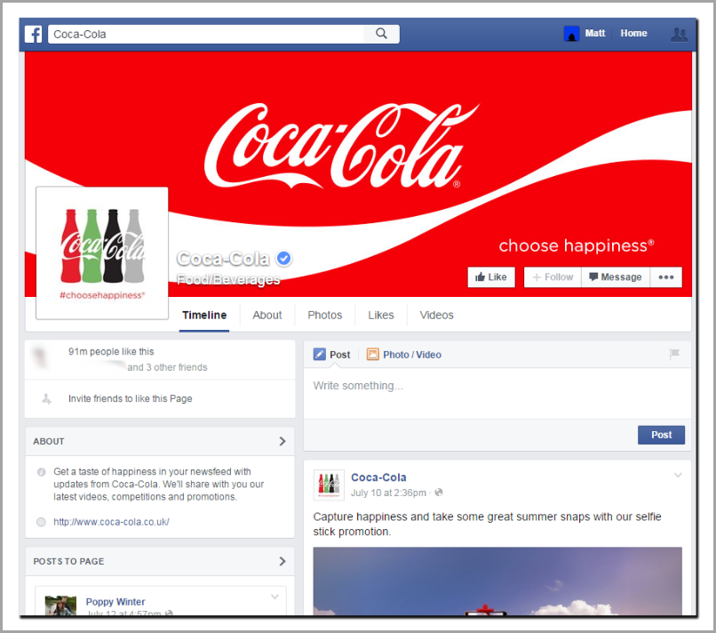 Coca-cola cover for facebook marketing mistakes