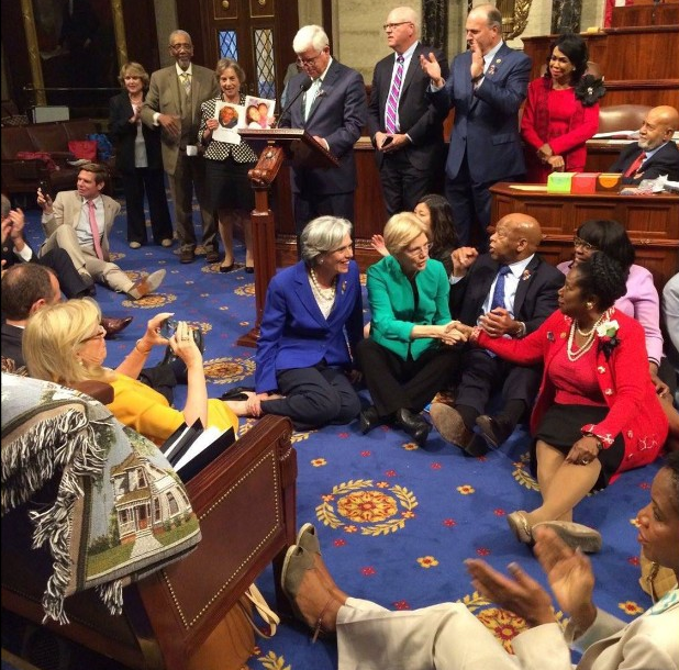 Photo credit CNN Politics: http://www.cnn.com/2016/06/23/politics/gallery/house-democrats-sit-in/index.html