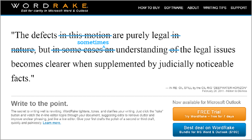 Word Rake for editing hacks