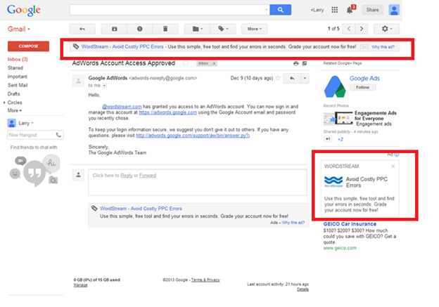 using gmail ads in ppc