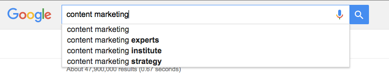 Use Google autocomplete to come up with content ideas