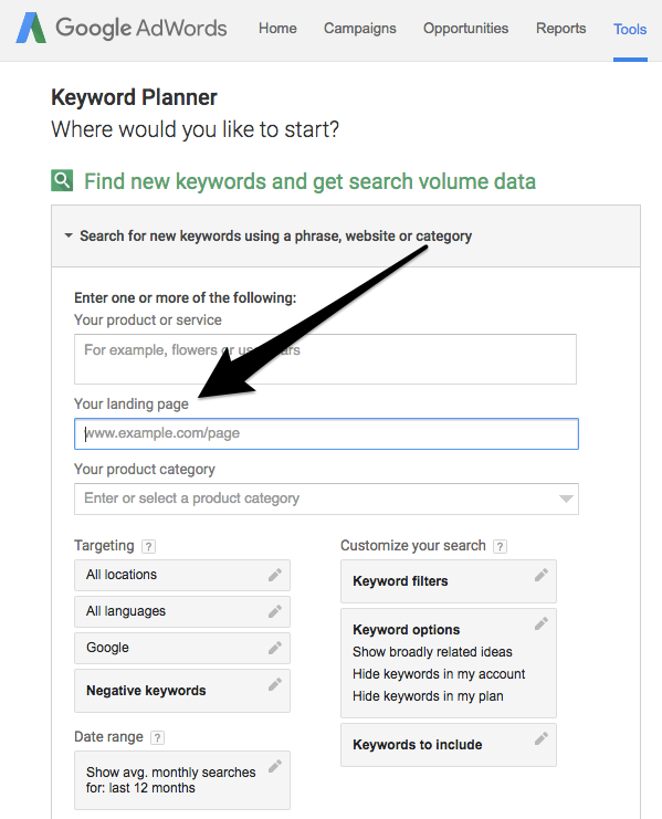 Use the Google Keyword Planner to come up with content topics