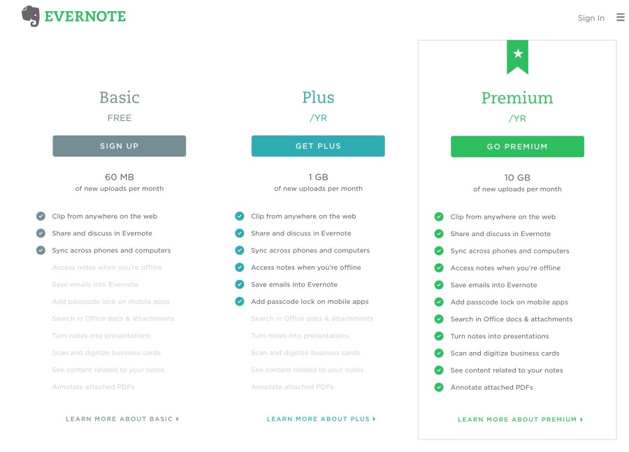 oldGet Evernote Basic for free or upgrade to Plus or Premium   Evernote