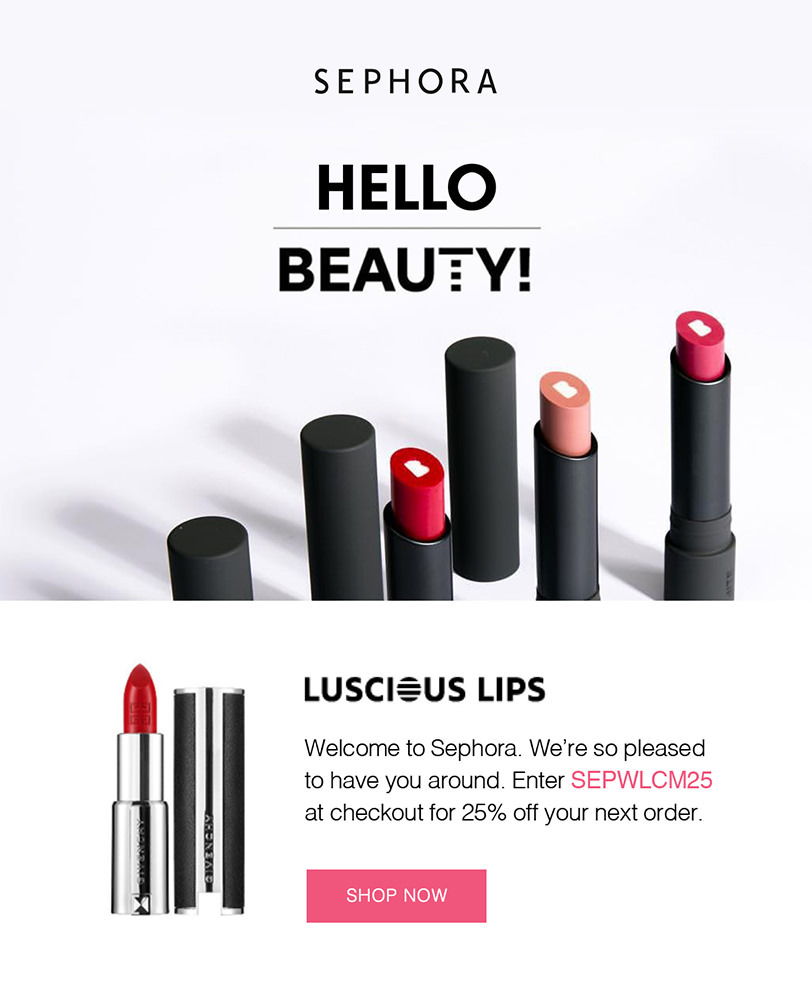 Sephora-example of an effective welcome email
