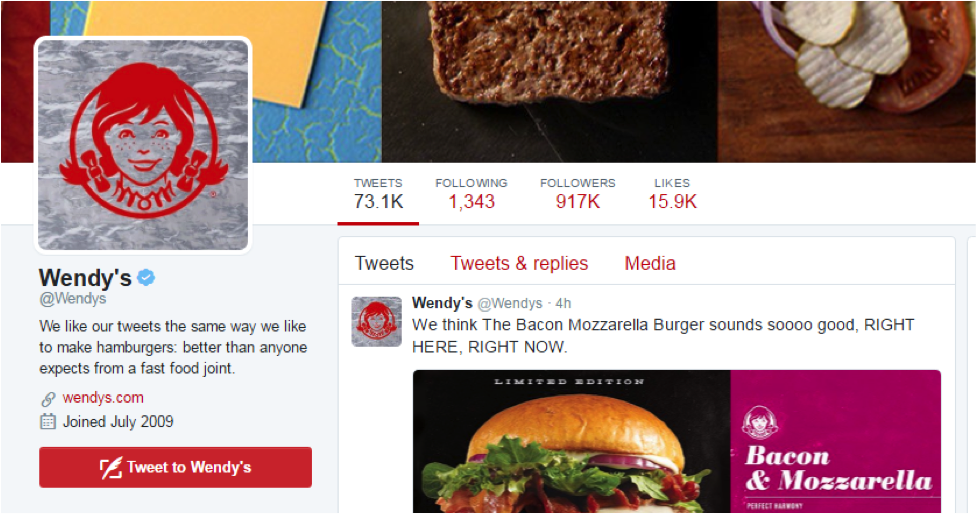 Wendy's Twitter Feed screenshot