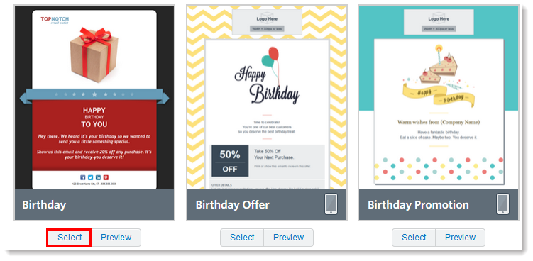 Constant Contact birthday email templates image