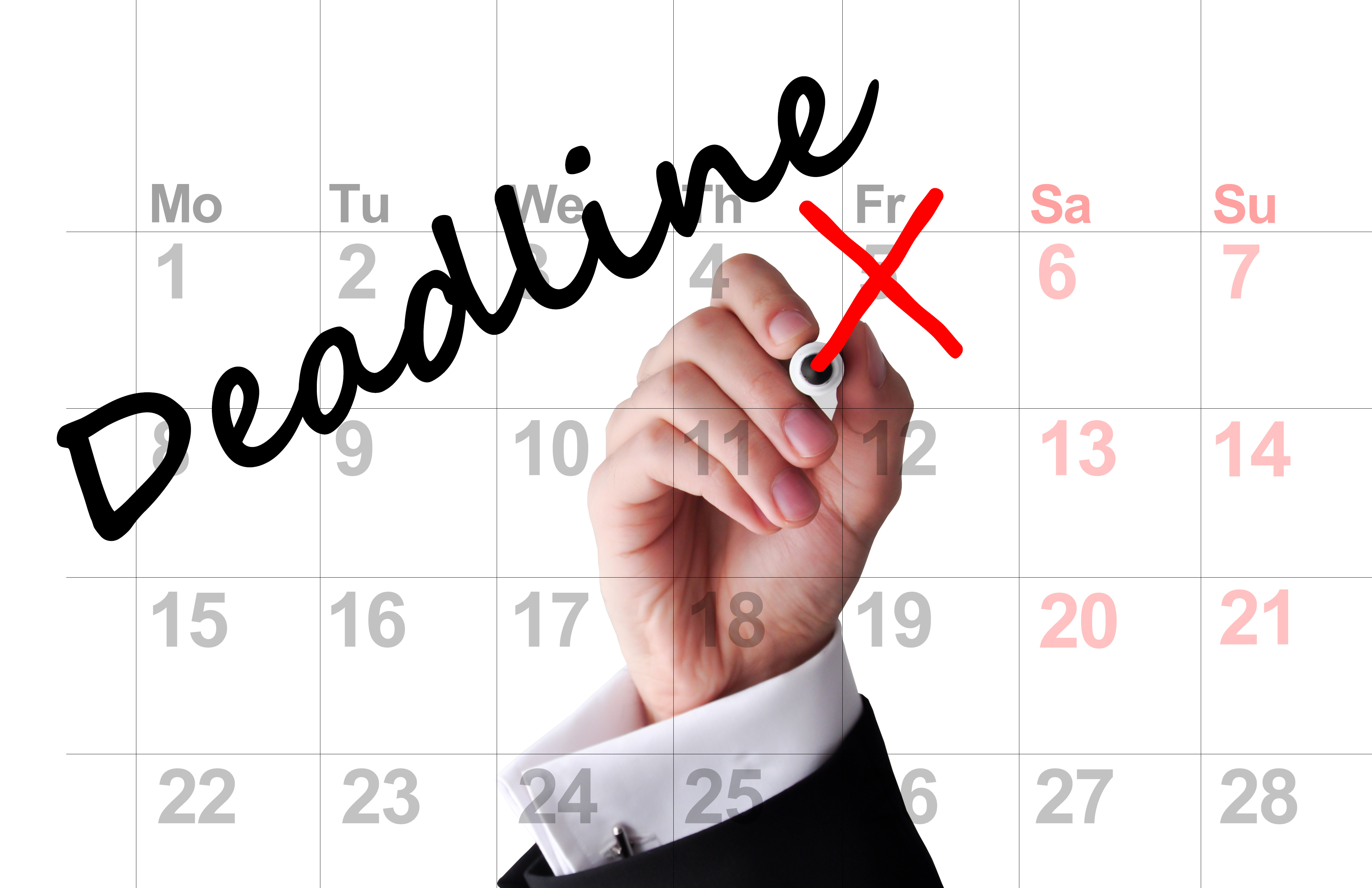 Deadline date on calendar