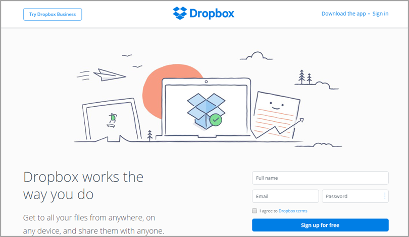 Dropbox for landing page videos
