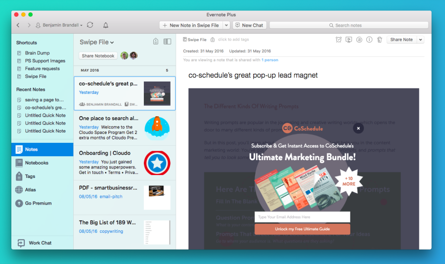 Evernote Swipe File