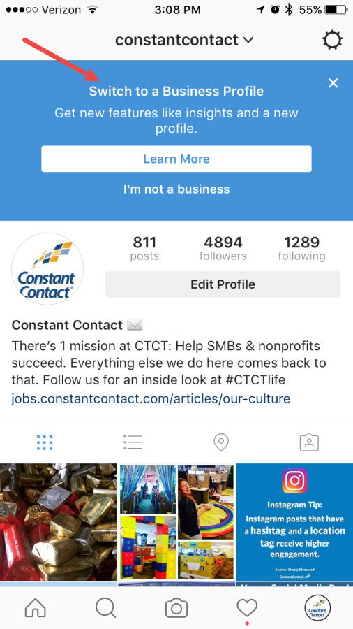 Instagram Switch to a Business Profile