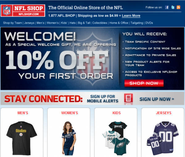 NFL welcome email