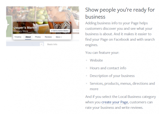 Facebook Business Page Info
