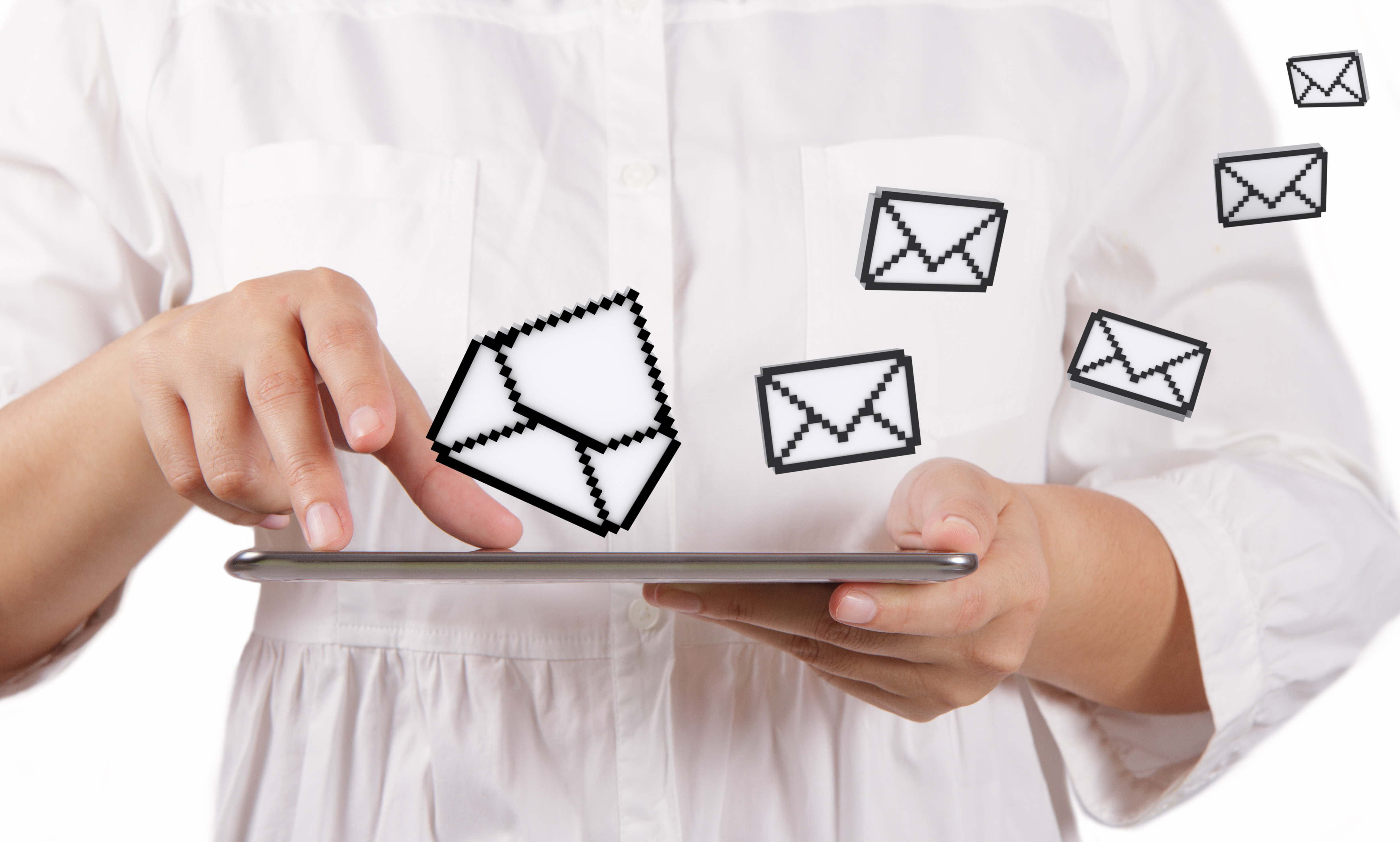 tablet computer and email icons