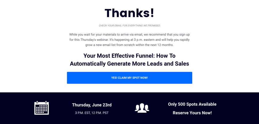 leadpages thank you page