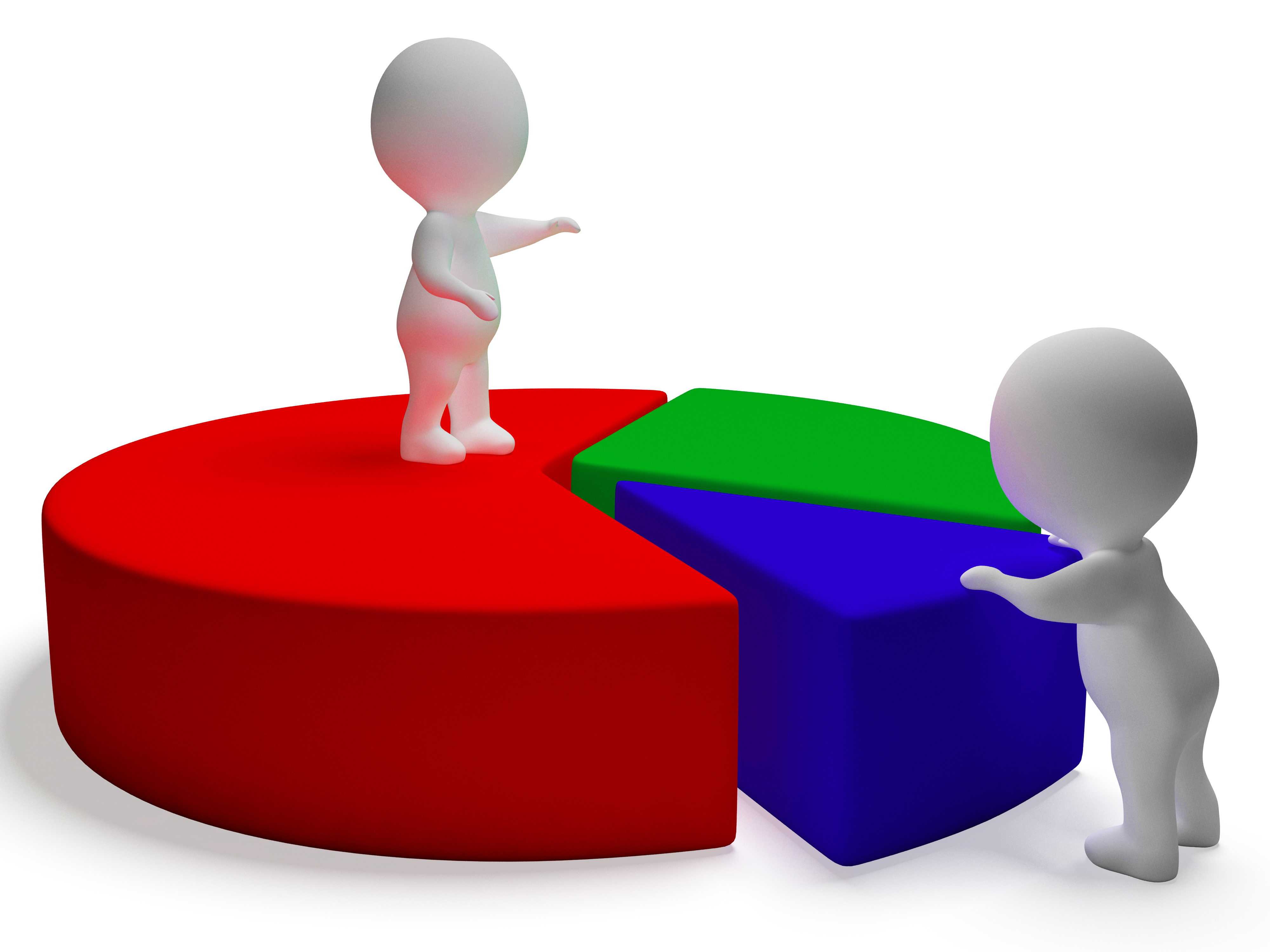 Pie Chart And 3d Characters Represents Statistics Report