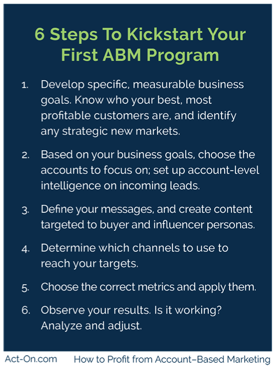 Content is a core element of account-based marketing. This graphic outlines six steps to kick starting your own ABM program.