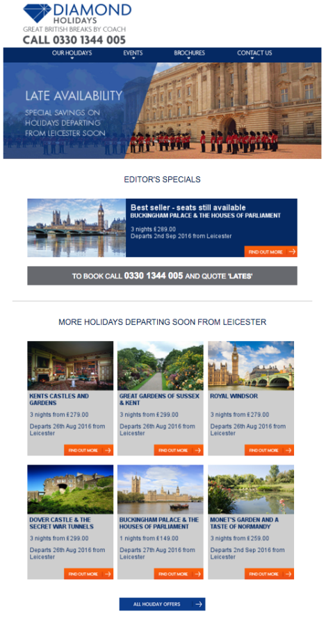 Diamond Holidays Last Minute Holiday Deals Programme | Emailcenter