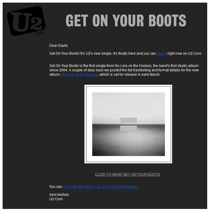 Email Design - U2 email