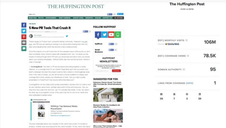 Huffington Post blog discussing coveragebook