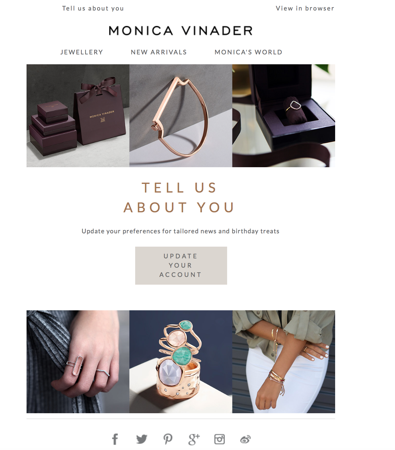 Monica Vinader automated email 