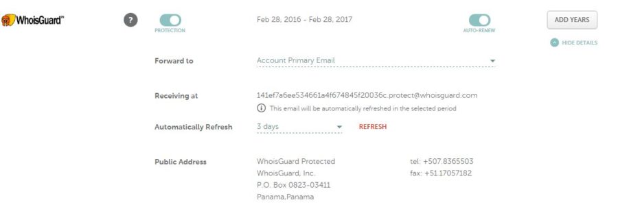 Whois guard international address