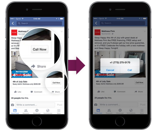 Facebook call now