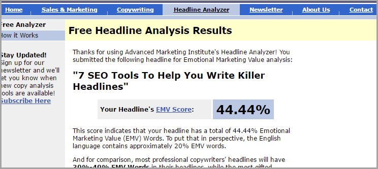 emotional marketing value headline analyzer for SEO tools