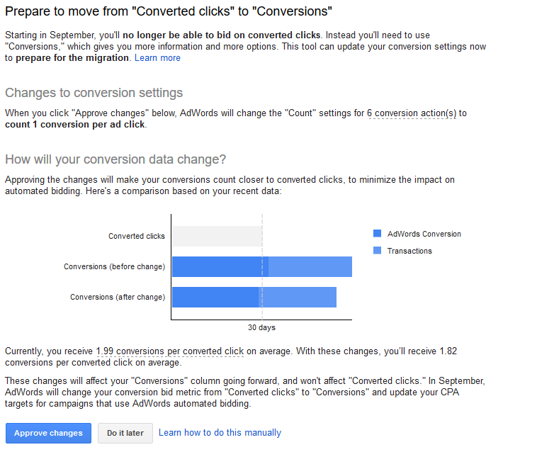 move converted clicks to conversions