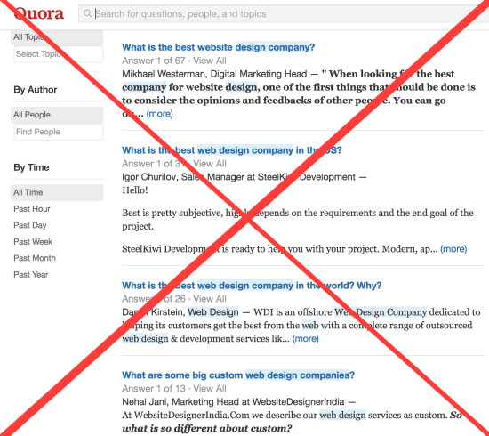 don't waste time asking questions about web design agency on quora
