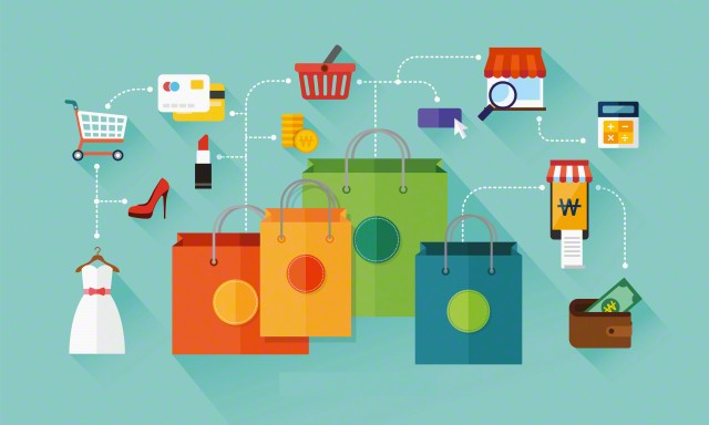 A set of items next to shopping bags