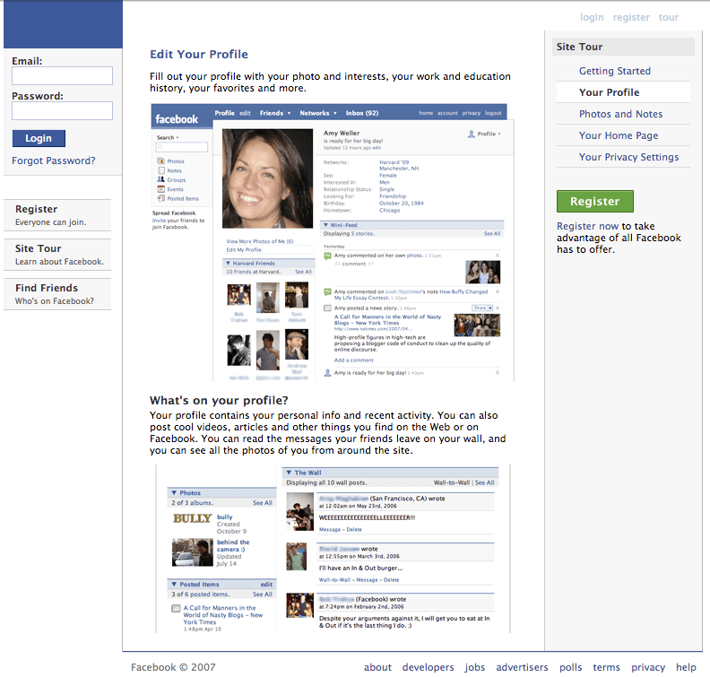 Facebook 2007 Site Tour