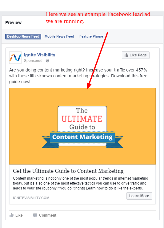 Facebook Lead Ad