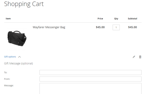 Magento 2 shopping cart gift options