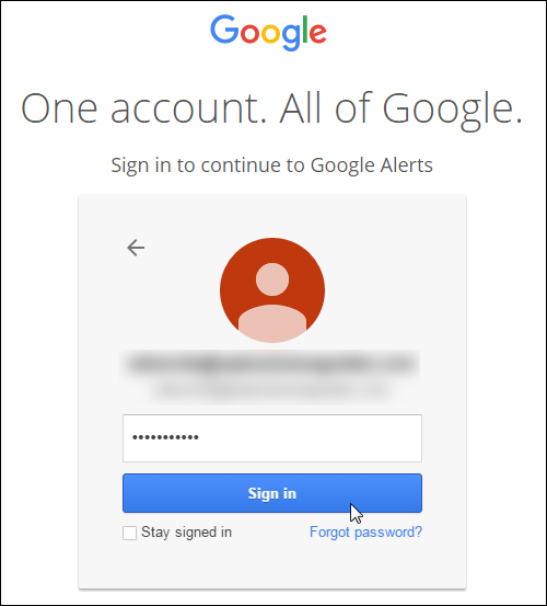 Use your Google Account to access services like Google Alerts